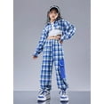thumbnail image 2 of Girls Hip Hop Cool Shirt Street Dance Baggy Cargo Pants Children Crop Plaid Jacket Streetwear Kids Jazz Joggers Clothes Sets, 2 of 6