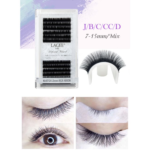LAGEE De NAGARAKU Pestañas Individuales 7-15 mm Mezcla Negro Oscuro Premium Extensión De Postizas Suaves Gao Jinjia unisex