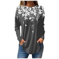 thumbnail image 2 of Gray Womens Tops Womens Blouses Dressy Casual Fall Hippie Tshirts Shirts Long Sleeve Cute Tops Floral Tunics Tops Crew Neck Sweatshirts Shirts for Women, 2 of 5