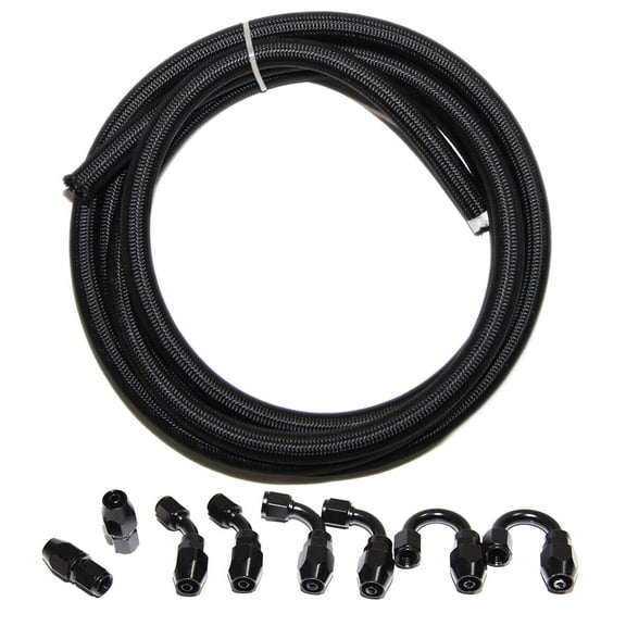 8PCS AN4 BLACK Swivel Fitting Adapters+12FT AN4 Black Nylon Braided Line COMBO 8PCS AN4 BLACK Swivel Fitting Adapters+12FT AN4 Black Nylon Braided Line COMBO