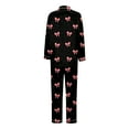 thumbnail image 5 of Valentine's Day Pajamas for Women Bow Print Long Sleeve Top and Pants Soft Sleepwear Black XXL, 5 of 5