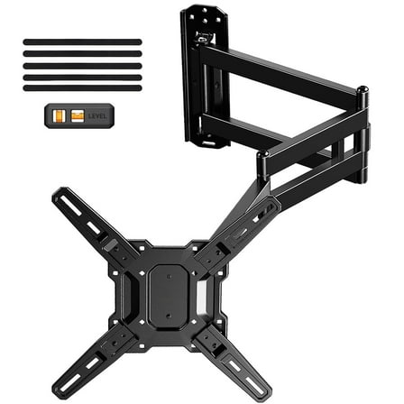 MountFTV Full Motion Long Arm TV Wall Mount for 26-65 Inch TVs, 37.4” Long Extension Corner TV Mount Bracket with Tilt, Swivel, Max 400 x 400mm, Holds up to 110 lbs, Single Wood Studs