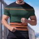 thumbnail image 1 of Ceisia Men's Summer Casual Slim Fit Crew Neck Short Sleeve T-Shirt Multi-Color Striped Waffle Knit Stretch Fabric Army Green S Gifts, 1 of 7
