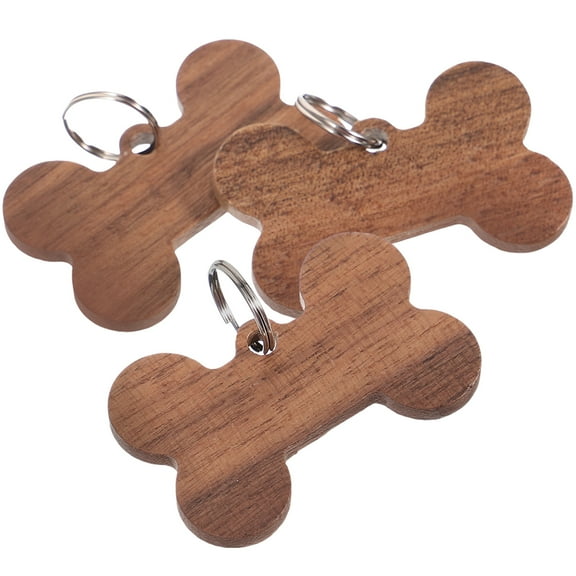 LEORX Dog Id Tag Bone Shaped Dog Tag Brown 3Pcs
