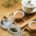 thumbnail image 2 of 2 Pcs Tea Strainers with Drip Bowl Stainless Steel Loose Leaf Tea Filter with Flower Handle Reusable Fine Mesh Tea Interval Diffuser for Loose Leaf Coffee Herbal Spice(Silver), 2 of 7