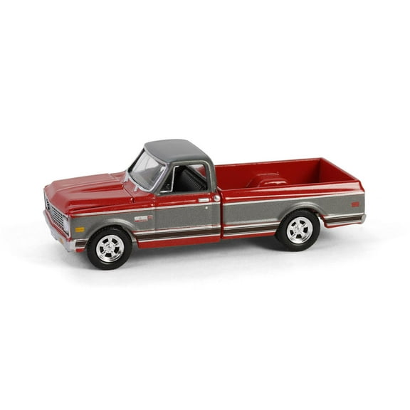 1972 Chevrolet Cheyenne C10 Short Bed Truck Ruby Red and Gunmetal Gray Metallic 1/64 Diecast Model Car by Greenlight