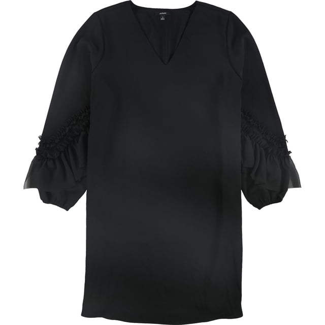 Alfani Womens Statement Sleeve A-line Dress, Negro, 2
