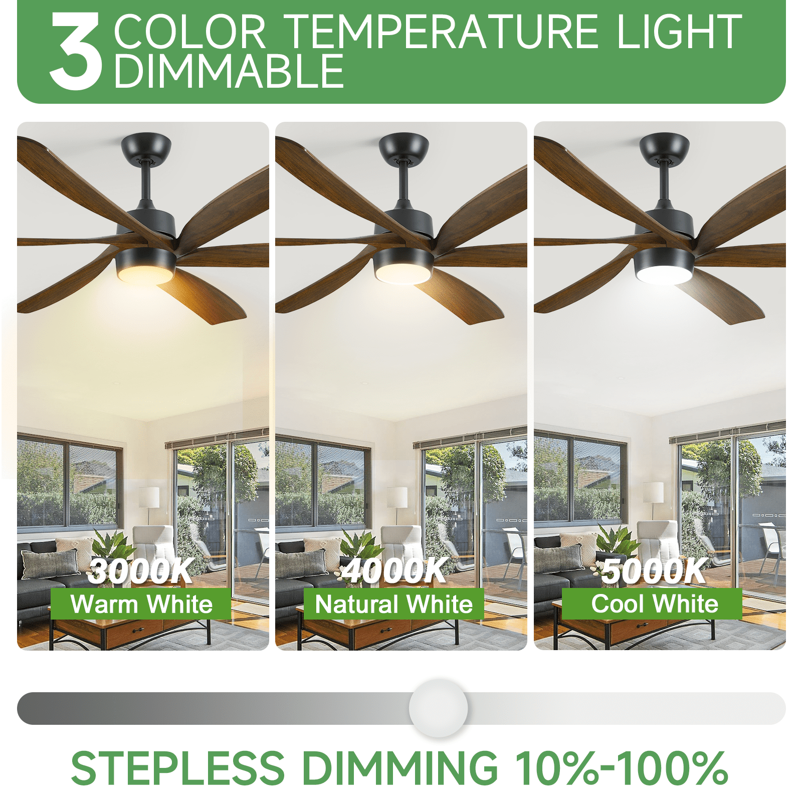 72 in Outdoor Ceiling Fan for Patios with Light and Remote, Reversible 6 Blades Wood Modern Farmhouse Fan for Indoor Exterior Porch Living Room Garage