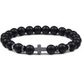 thumbnail image 2 of Pulseras cruzadas naturales para hombres, pulsera de cuentas de piedra de ojo de lava volcánica, oración de yoga de madera, joyería ajustable hecha a mano para mujeres-50145, 2 of 5