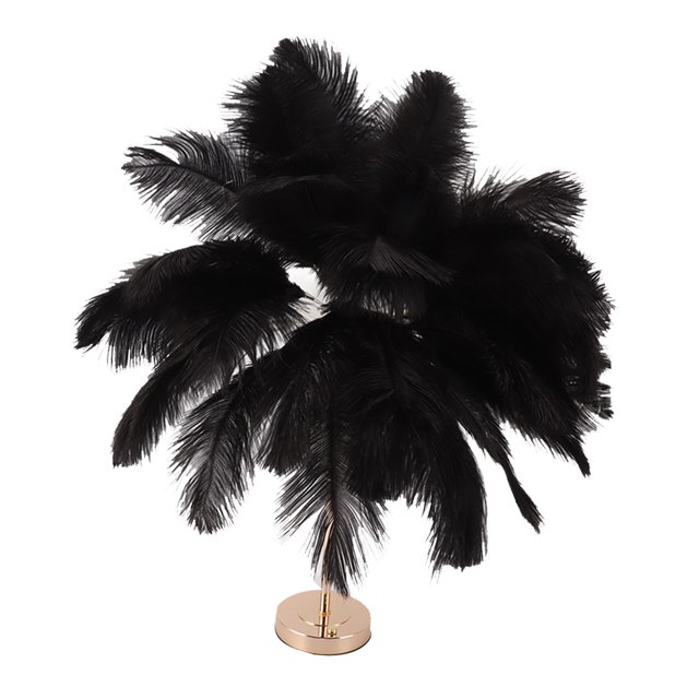 Feather Table Lamp, Touch Switch Dimmable Modern Ostrich Feather Lamp with 3 Color Temp & USB Port, Elegant Romantic Decorative Bedside Table Lamp for Bedroom, Living Room, Wedding