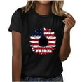 thumbnail image 3 of WREESH Trendy 4th of July Shirts for Women Sunflower Print T-Shirt Crew Neck Short Sleeve Summer Collection Black, 3 of 4