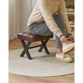 thumbnail image 5 of Small 12" H Footrest Stool, Square PU Foot Stool with Metal X-Leg, Multi-Use as Small Side Table, Step Stool for Living Room, Bedroom, Entryway, Office, Dark Brown WBD012Z, 5 of 12