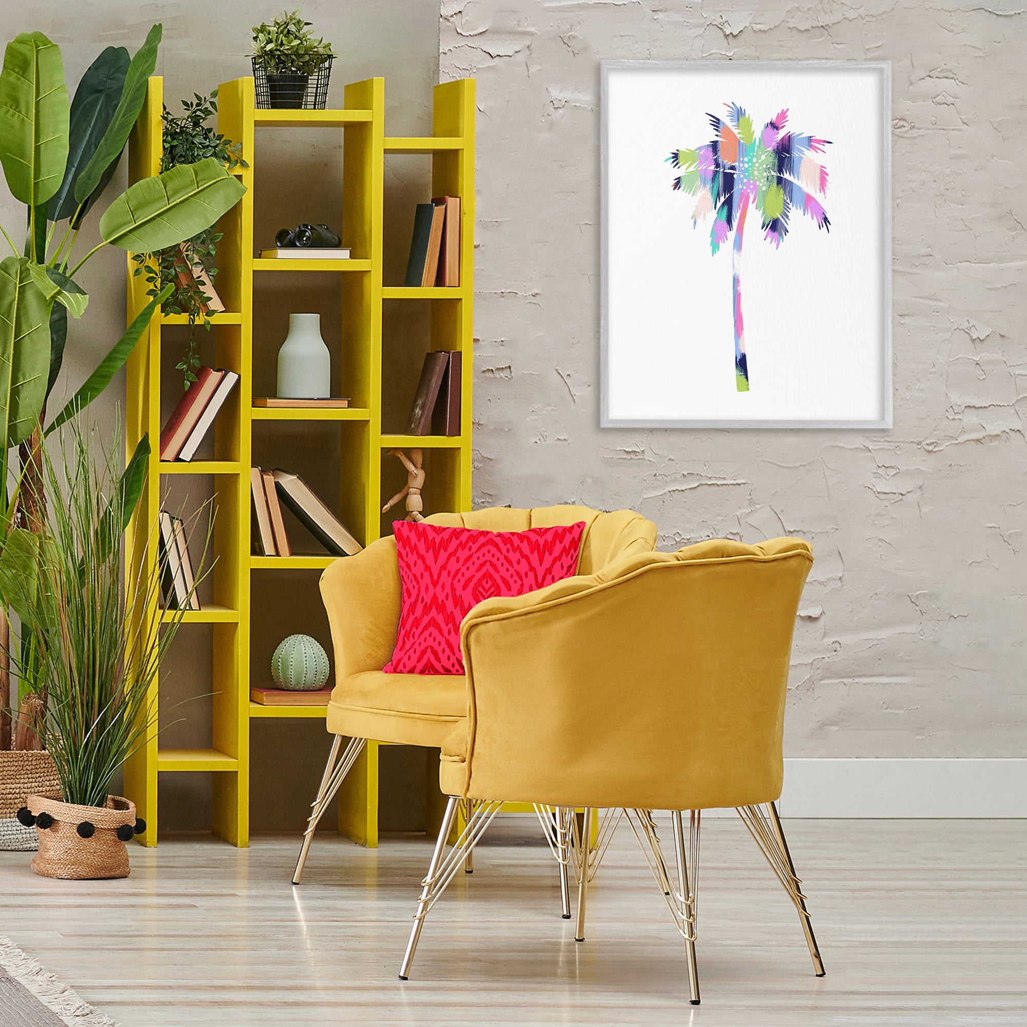 Stupell Industries Patterned Palm Tree Botanical & Floral Painting Gray Framed Art Print Wall Art, 24 x 30