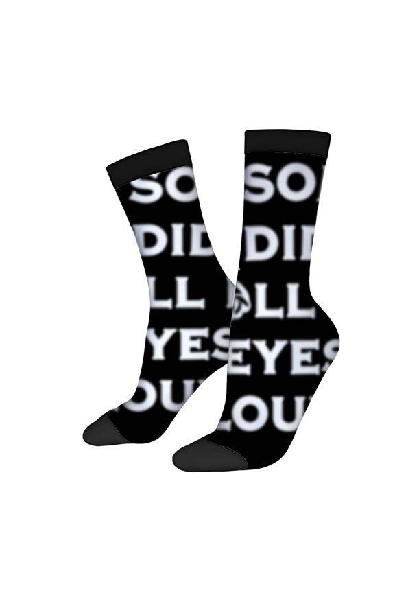Four Seasons Universal Socks - 2 Pairs of Unisex Trendy Socks with Mixed Color Patterns Featuring Fun Text Designs like ' SO SO ' and ' YES YES '
