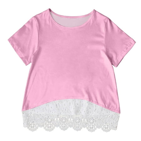 

Girls T Shirts Shirts Teen Child Short Sleeve Lace Trendy Fans Gift Girl T-Shirts