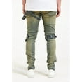 thumbnail image 4 of Embellish NYC Men's Topi Moto Buckle Straps Distressed Skinny Fit Denim Jeans (40, Sand), 4 of 5