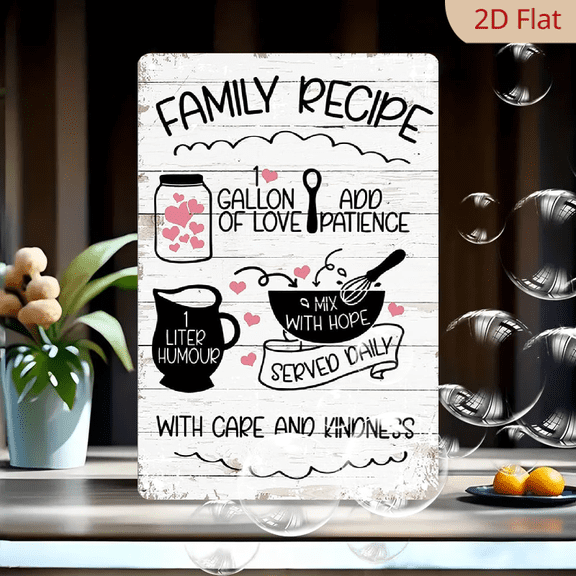 Funny Kitchen Family Recipe Metal Tin Sign Wall Art Decor Kitchen Sign Farmhouse Home Rustic Decor Gifts 8x12 Inch