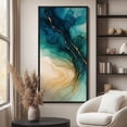 thumbnail image 2 of Large Framed Canvas Art Abstract Dark Blue Waves Print for Modern Living Room Bedroom Wall Decor - 60"x30" Black Framed, 2 of 6