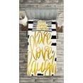 thumbnail image 3 of Ambesonne Live Laugh Love Quilted Bedspread Set 2 Pcs, Stripes Text, Twin Size, Yellow White and Black, 3 of 3