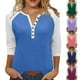 thumbnail image 1 of Blusa para mujer,Camiseta raglán con cuello en V para mujer, manga 3/4, blusa informal de cuello redondo para estar en casa, sopatenor, 1 of 9