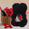 thumbnail image 3 of RECUTMS Handmade Artificial Rose Teddy Bear Black Valentine's Day Gift Bouquet with Box, 3 of 8