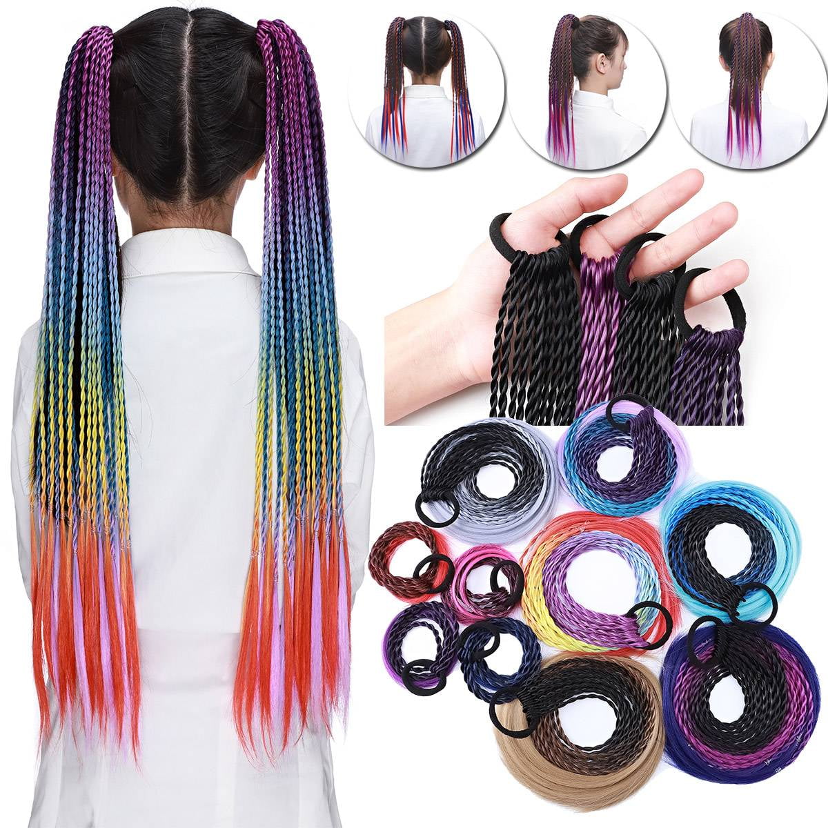 SEGO Donut with Rainbow Braiding Hair Professional Synthetic Fiber
