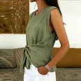 thumbnail image 5 of Perfectbot Women’s Side Tie Sleeveless Blouse, Crewneck Lightweight Cotton Linen Tank Top for Summer Casual, 5 of 7