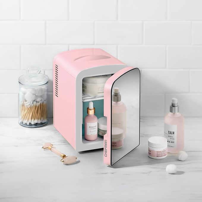 Chefman 4L Electric Mini Fridge with Mirror Door Pink Walmart Canada
