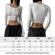 thumbnail image 2 of Top De Manga Larga Señoras Bodycon Top Cuello redondo Verano Casual Top Estilo sexy Costilla de punto Traje diario Cgtredaw Blanco S para Mujer, 2 of 9