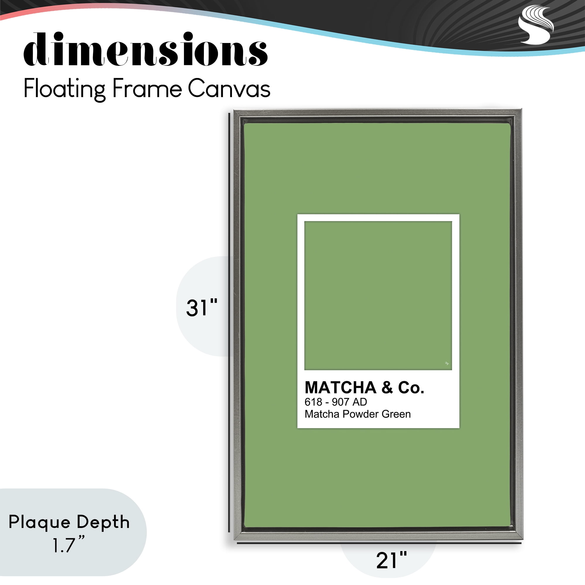 Stupell Industries Matcha Powder Green Shade Gray Framed Floater Canvas Wall Art, design by Martina Pavlova