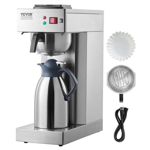 VEVOR 12 Cups Commercial Drip Coffee Maker with Thermal Carafe Restaurant Office Cafe