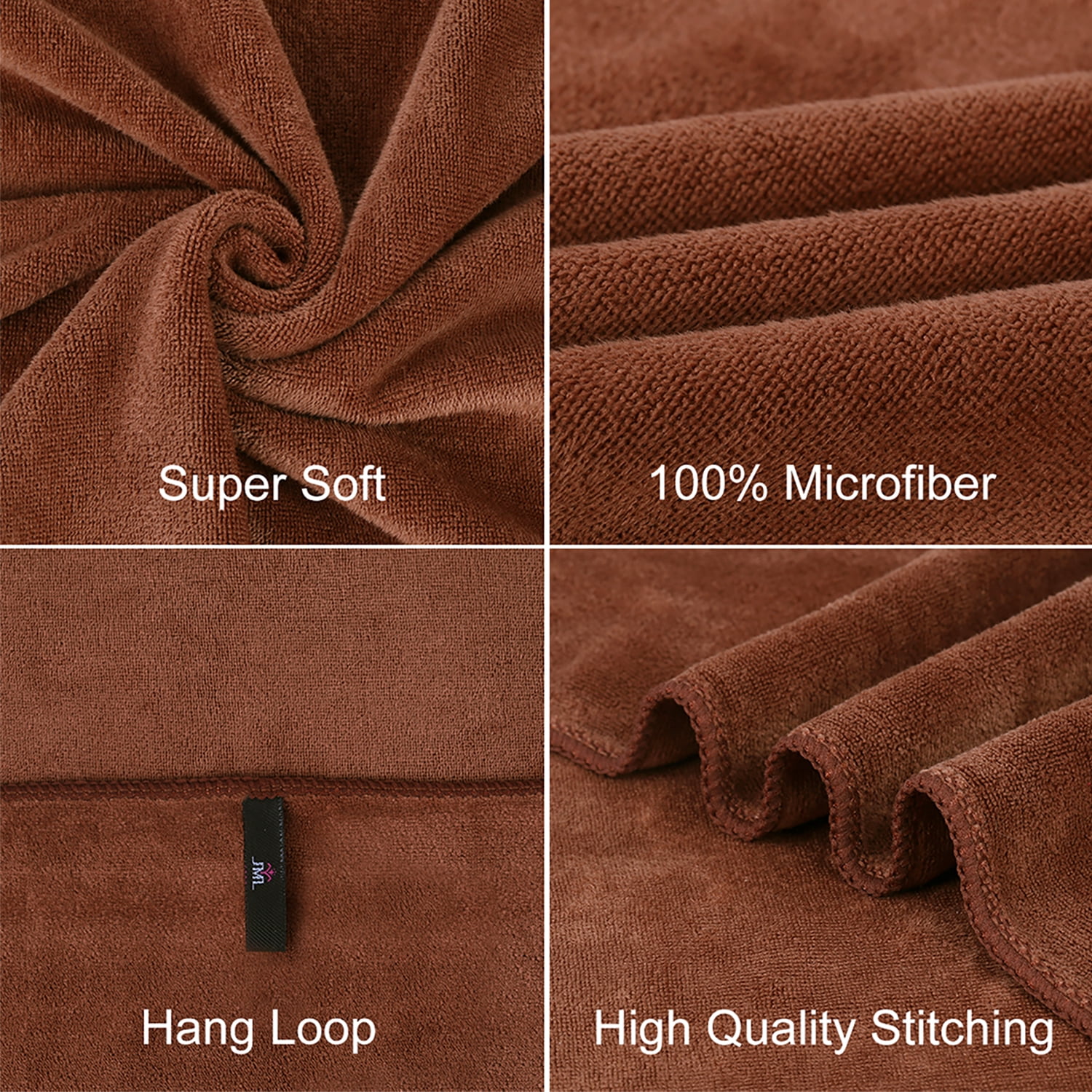 JML Large Bath Towel Set 4 Pack, 30"x60",Brown & Camel, 400GSM, Soft, Absorbent, Microfiber Bath Towel Quick Drying, Lint-free, No Fading
