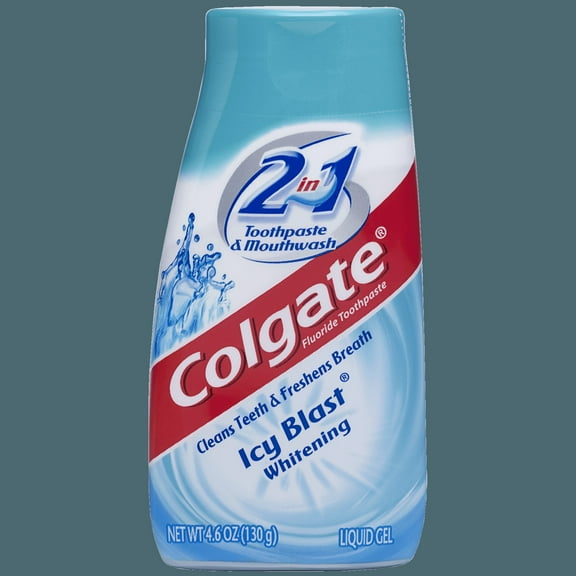 Colgate 2-in-1 Toothpaste & Mouthwash, Cleans Teeth & Freshens Breath, Icy Blast Whitening 4.6 oz