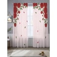 thumbnail image 2 of Red Roses Valentine's Day Sheer Curtains 84 Inch Length 2 Panels Set, Spring Floral Romantic Botanical Voile Window Treatment Curtains Sheers Drapes for Bedroom/Living Room/Kitchen 52"x84"x2, 2 of 7