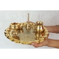 thumbnail image 5 of Indian Art Villa Brass Pooja Thali Set with Embossed Design, 10.1 Inches Diameter, 6 Pieces Set, Spiritual and Pooja Purpose, Temple Home, 5 of 5