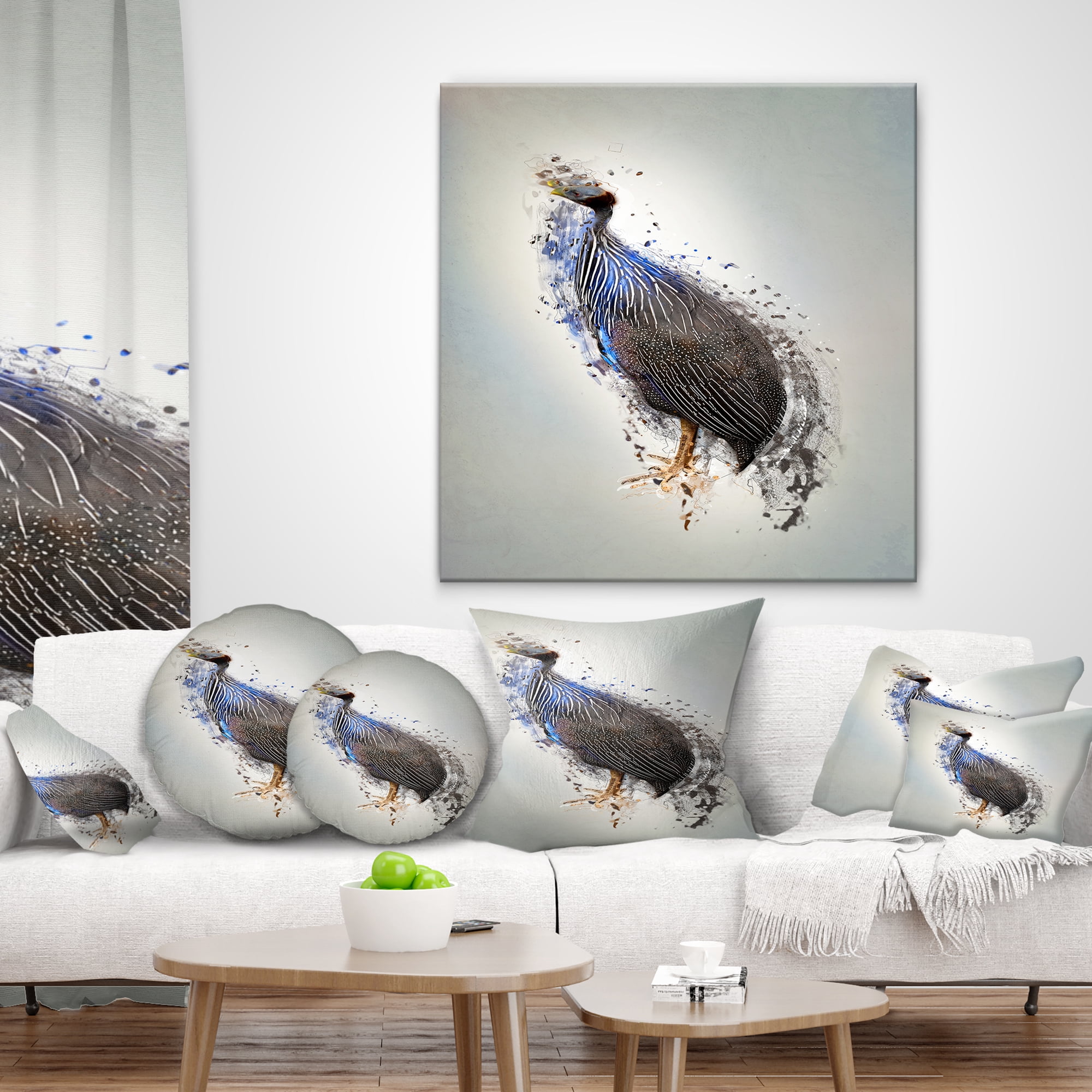 Designart Guinea Fowl Abstract Design - Animal Throw Pillow - 18x18