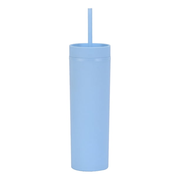 Vaso de plástico con revestimiento mate de 450 ml con tapa y pajita, vaso reutilizable para bebidas frías y calientes, vaso de agua de doble capa MFZFUKR BST3034304-2
