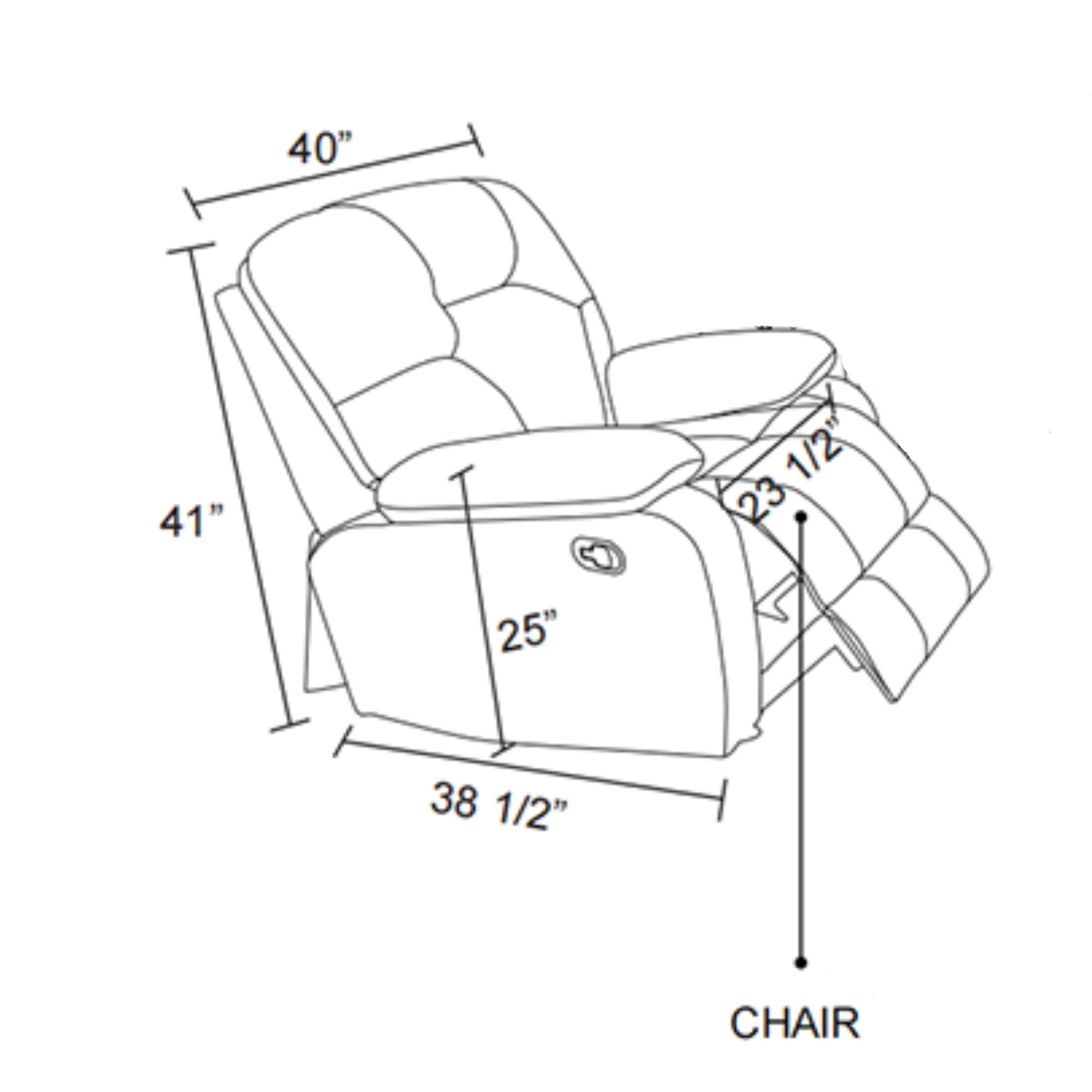Leather Recliner Chair, Manual Reclining Chair Single Sofa Chair for Living Room,Bedroom, Brown