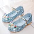 thumbnail image 2 of Quealent Girls Dress Shoes Mary Jane Princess Shoes Girls' Flats Glitter Low Heels Flower Wedding Party Footwear for Toddler Little/Big Kid Blue for Size 11.5, 2 of 7