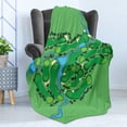 thumbnail image 4 of Golf Soft Flannel Fleece Throw Blanket, Map of a Golf Course Layout with Flags Trees Plants River and Bridges Game Abstract, Cozy Plush for Indoor and Outdoor Use, 50" x 70", Green Blue, by Ambesonne, 4 of 5