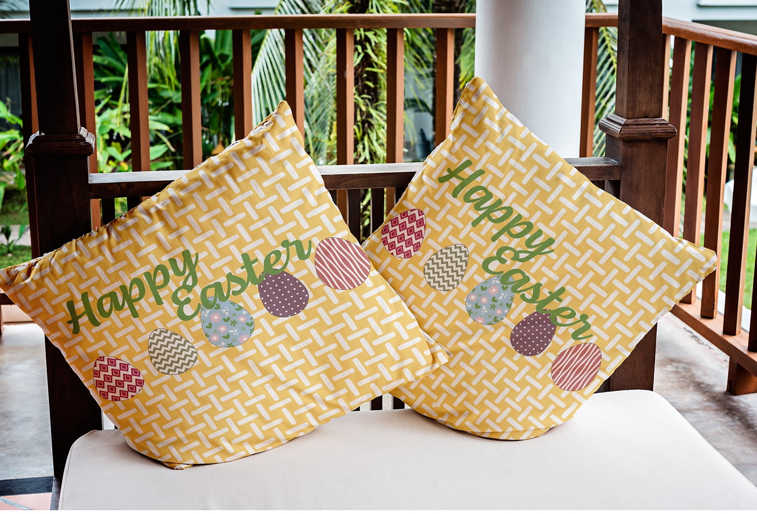 18" x 18" Simply Daisy Happy Easter Indoor/Outdoor Pillow, Daffodil Yellow Qty 1