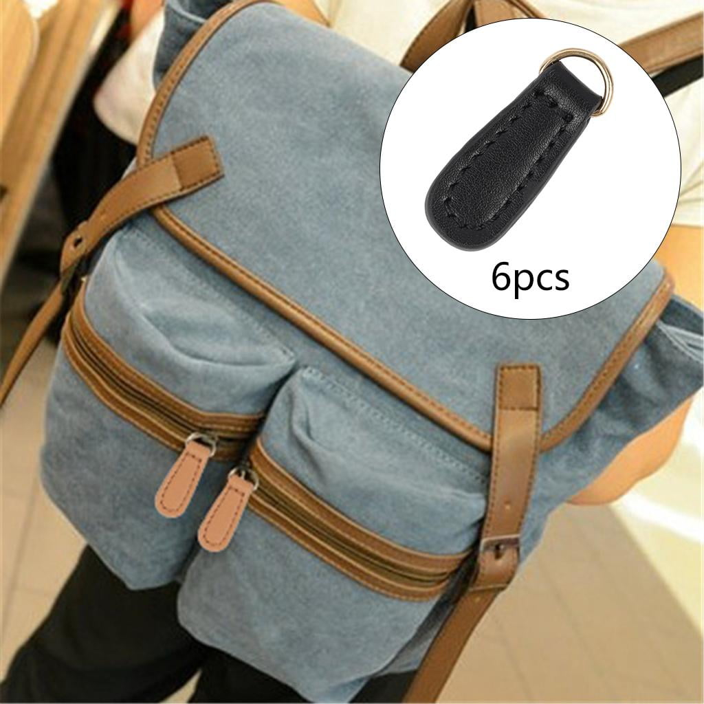 HOMYL 6x 6x Zipper Pull Fixer Craft PU Leather Zipper Tags for Luggage Handbags Purses
