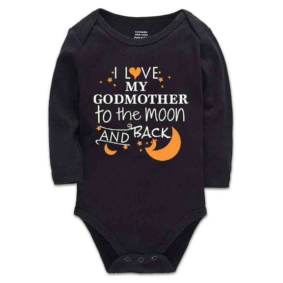 YCICIVDee I Love My Godmothert oThe Moon and Back Unisex Baby One Piece Bodysuit Clothes Black Long Sleeve