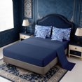 thumbnail image 3 of Erosebridal Blue White Paisley 7 Pieces Full Size Bedding Sets,Porcelain Ethnic Motif Full Size Bed in a Bag,Navy Blue Reversible, 3 of 7