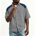 thumbnail image 4 of XuJwPNcy Mens Shirts Lightweight Color Block Button Down Shirts Casual Collared Tops Summer Classic Fit Fashion Clothes, 4 of 7