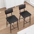thumbnail image 1 of EDTara 25.6 Inch Counter Bar Chairs Set, 2 Pu Leather Stools With Backrest, Thick Cushions and Heavy-Duty Metal Frame, 1 of 9