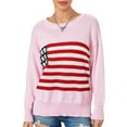 thumbnail image 1 of ZAXARRA Pull Tricoté Automne Hiver pour Femmes Manches Longues Col Rond Imprimé Drapeau Tricoté Ample, 1 of 6