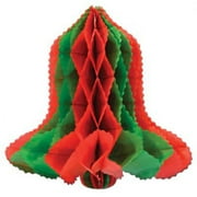 Club Pack of 24 Red and Green Honeycomb Tissue Christmas Bell Hanging Decorations 12"
