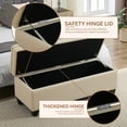 thumbnail image 3 of 51" Fabric Storage Ottoman Bench, Tufted Upholstered Rectangle Storage Bench with Hinge for End of Bed Bedroom Living Room Hallway (Khaki), 3 of 10