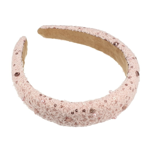 Unique Bargains Hair Headband Retro Style Fabric Headband for Women Girl Pink 6.1"x5.31"x1.38" Sequins Headband